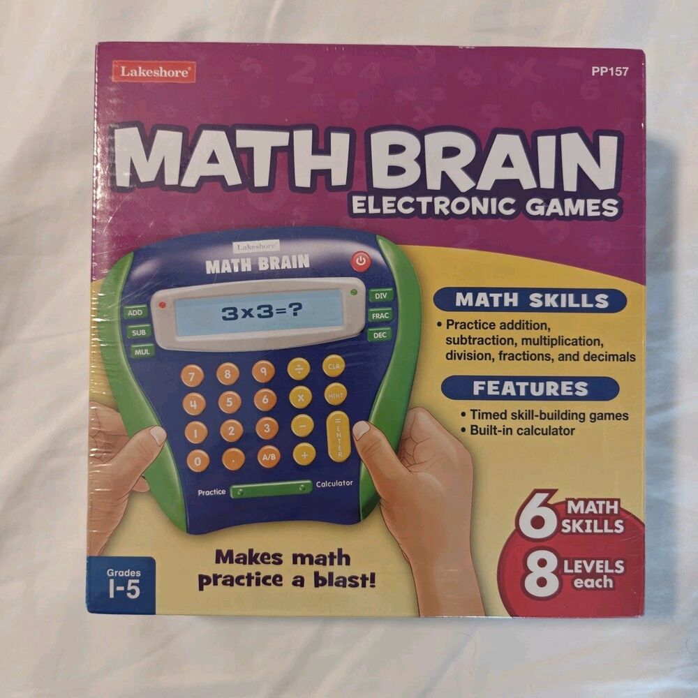 Lakeshore Math Brain Electronic Calculator Handheld Game PP157 NEW Sealed
